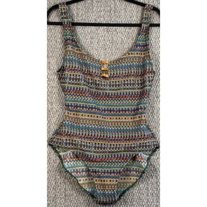 Gideon Oberson Retro Geo Print One Piece Swimsuit Cutout Festival Y2K 12